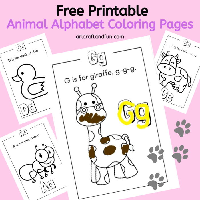 Alphabet animals coloring pages