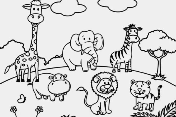 Zoo animals coloring pages