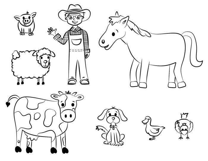 Farm animals printables coloring pages