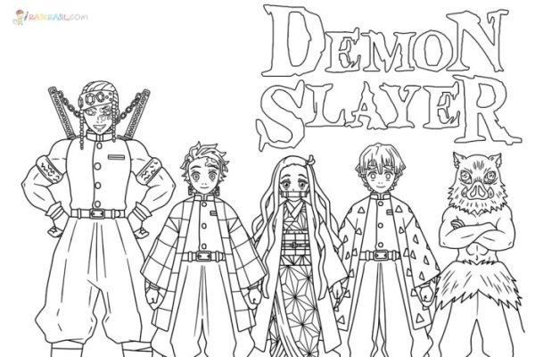 Anime coloring pages demon slayer