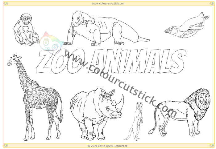 Zoo animals coloring pages