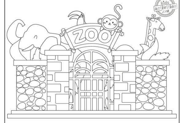 Zoo coloring animals pages kitty hello kids