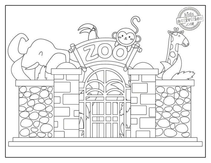 Zoo coloring animals pages kitty hello kids