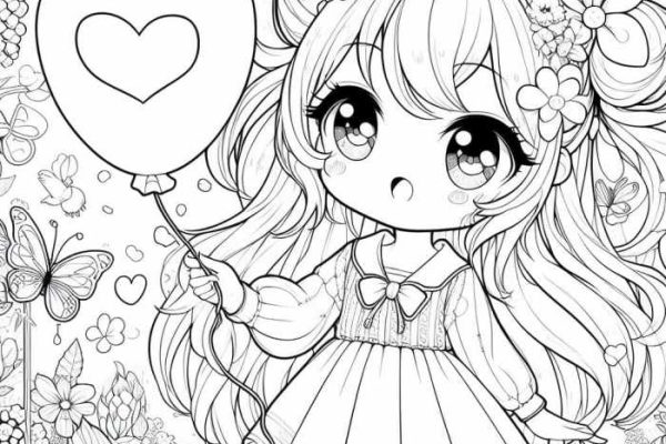 Cute anime coloring pages