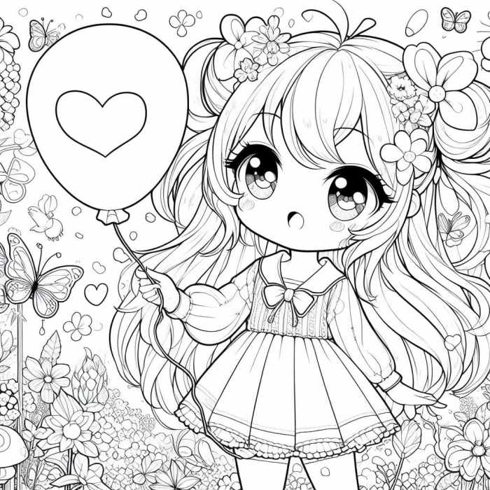 Cute anime coloring pages