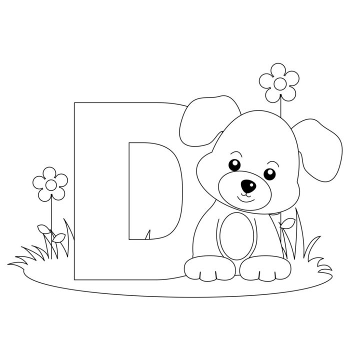 Coloring pages of alphabet with animals