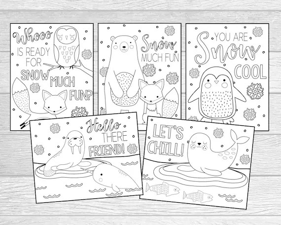 Coloring pages of winter animals