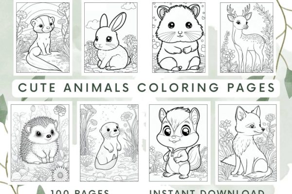 Kawaii coloring pages animals