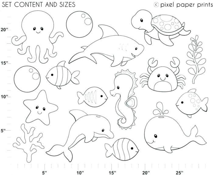 Realistic sea animal coloring pages