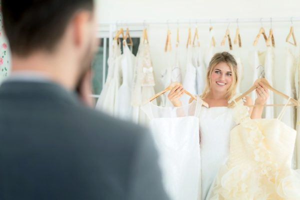 Men in wedding dresses