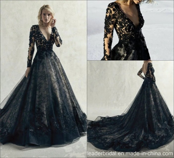 Black long sleeve wedding dresses