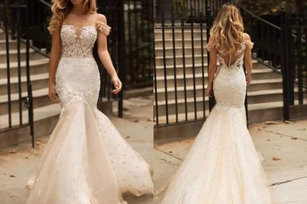 Black and champagne wedding dress